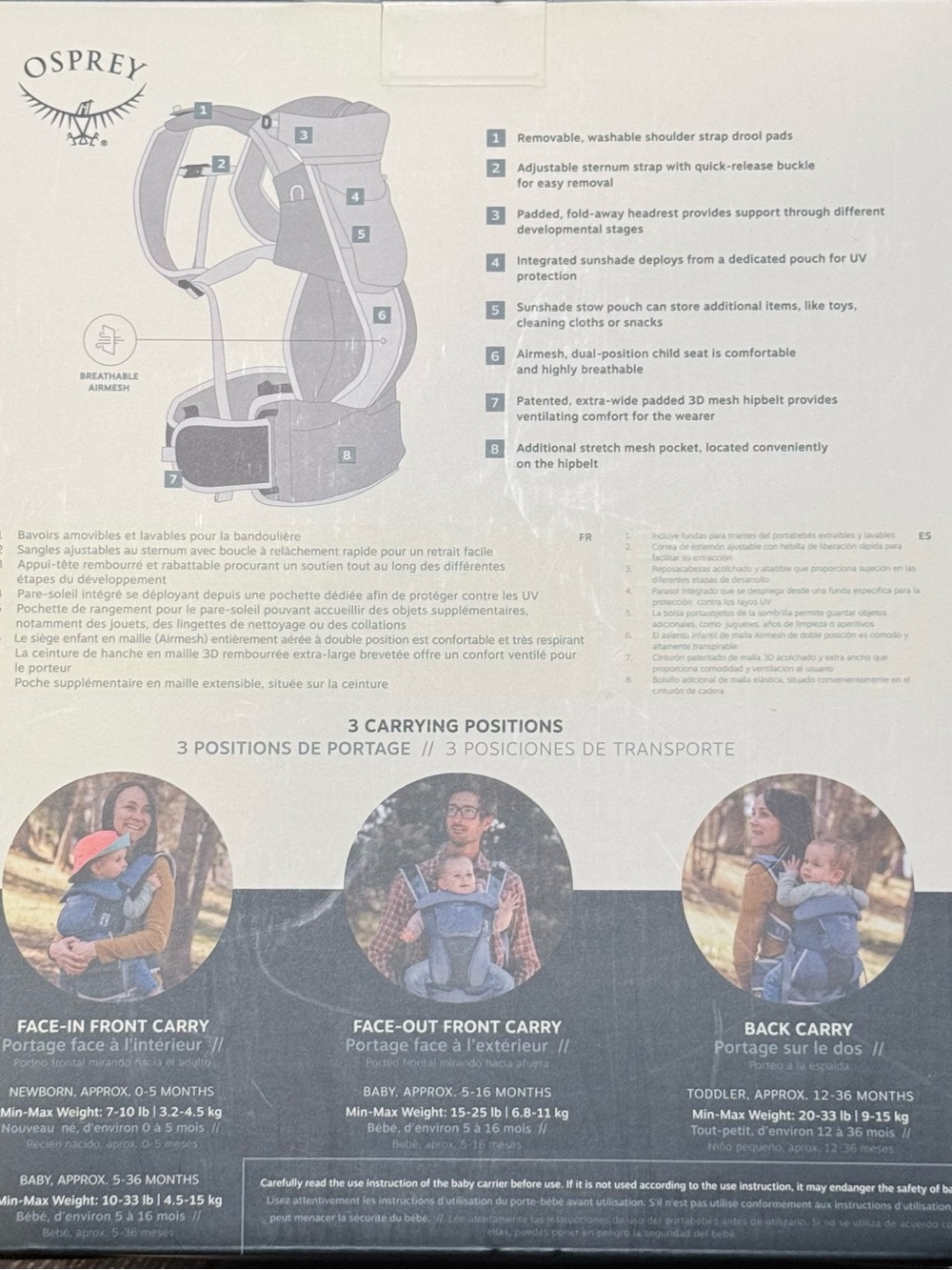 BRAND NEW! Osprey Poco Soft Child Carrier - Tidal Blue - Picture 4 of 10